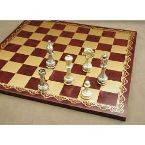    Ital Fama Large Metal Staunton on Leather Chess Board Toys & Games