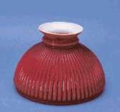   Red Glass 10in Ribbed Kerosene Oil Lamp Shade Table Parlor Banquet New