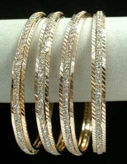 Rose gold plated cz diamond 4pc bangle bracelet l1357  