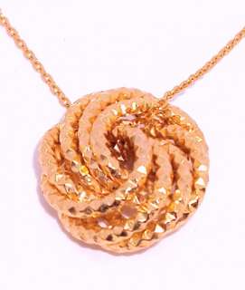   Love Knot Rosetta Pendant Chain 14K Rose Gold Clad Silver 925  