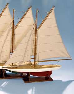Nautical Small Pond Yacht Wood Model Sailboats Set of 4  