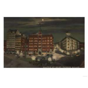   Pioneer Square at Night Premium Poster Print, 24x32