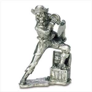  Pirate With Treasure Chest Pewter Skeleton Collectible 