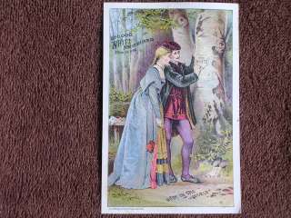   Victorian Trade Card/White Sewing Machines/Medieval Couple in Forest