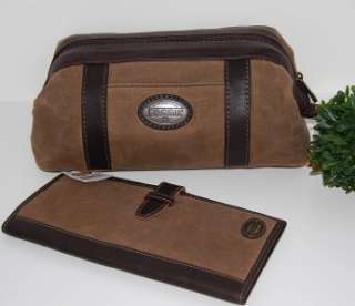 New Fossil Mens Brown Canvas Framed Shave Toiletry Travel Bag 