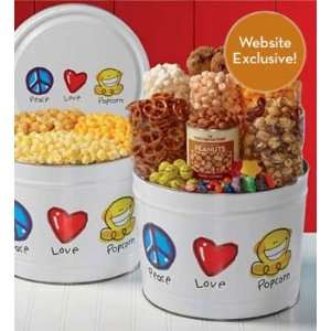 Peace Love & Popcorn Popcorn & Snack Assortment Tins  