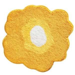  Yellow White Poppy Flower Cotton Bath Rug