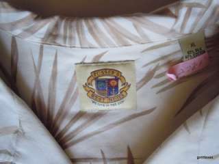   Hawaiian Shirt Pussers XL Silk and Cotton Blend Palm Fronds  