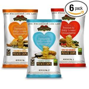 Corazonas Potato Chips, Variety Pack, 6 Ounce Packages (Pack of 6 