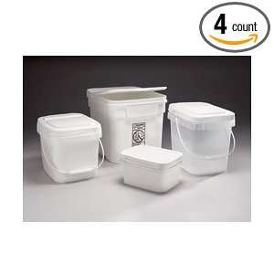 EZ Store Plastic Containers with Lids   White   Lot of 4  