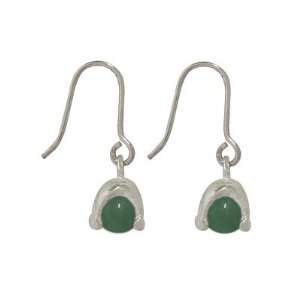  Sterling Silver Earrings with Green Semi precious Stone Jewelry