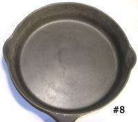VINTAGE CAST IRON SKILLETS GRISWOLD #8, #6 & WAGNERWARE #6 PAN FRY 