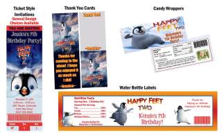   Birthday Party Movie Ticket Invitations Labels Candy Cards Favors