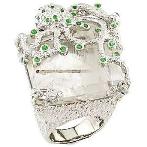  Quartz, tsavorite and silver ring. Vanna Weinberg 