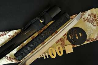 1095 Steel Full Tang Blade leaf Fan Iron Tsuba Japanese Samurai Sword 