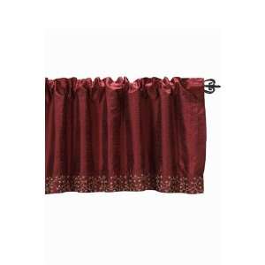    Embroidered Floral Valance 17lx40w Wine Red