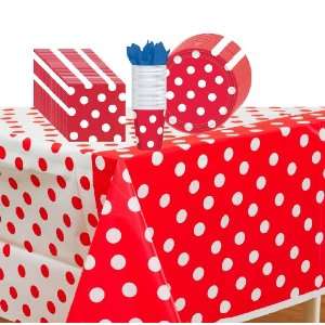  Red Polka Dot Party Supplies Pack Including Plates, Cups 