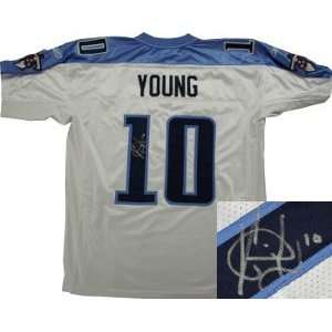   Vince Young Autographed Jersey   Reebok Onfield White 