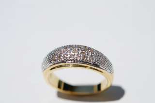 New 18K Gold Over Sterling Silver Diamond Pave Ring  