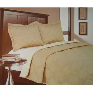  3pc Reversible Quilt Set Ivory & Taupe