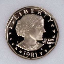 1981 S CLEAR S PROOF SBA SUSAN B ANTHONY DOLLAR US COIN  