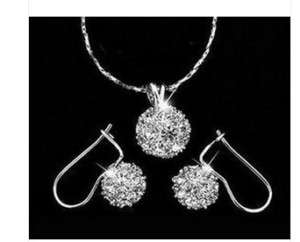silver Swarovski Crystal earring necklace sets  