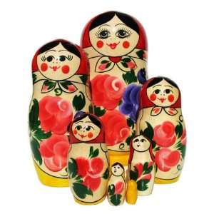  Babushka Semenov Nesting Doll (7 pc) 7H in Red Top Toys 