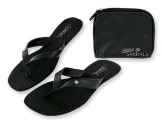   Foldable Flip Flop Sandals w/ Carrying Case Black Medium Shoes