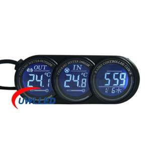 New Japan Style Digital Car In/Out Thermometer Backlight Clock 