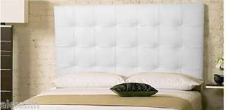 Extra Tall Wall Mounted Queen White Leather Headboard  