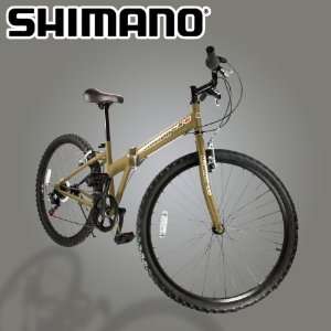   Mountain Bike Foldable Bicycle 6 SP Speed Shimano, Gold Sports