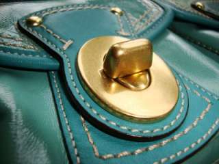 Turquoise Blue COACH Patent Leather Legacy Purse Bag
