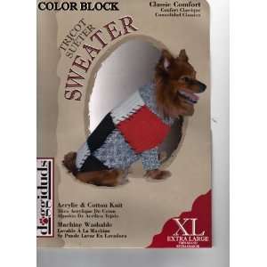  Color Block Pet Sweater Size Large