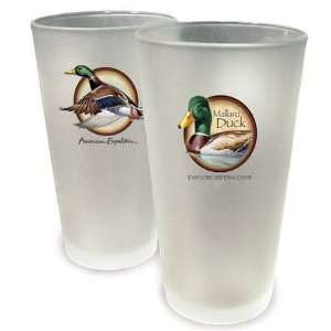  DUCK HUNTING    2pc   16 ounce PINT FROSTED GLASS TUMBLER SET Cabin 