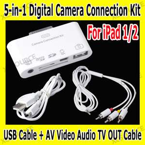 in 1 Camera Connection Kit USB AV Video Cable Accessories For iPad 1 