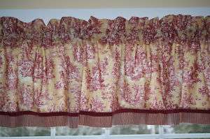 Waverly Rustic Life Red Gold Scenic Toile Valance 17x 73 Drapery 