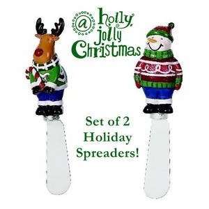  Holiday Christmas Spreaders Set of 2 Moose and Snowman 