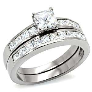    STAINLESS STEEL RING   Princess CZ Wedding Ring Set Jewelry