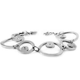   sized stainless steel circles with clear cz stone set bracelet (7.5