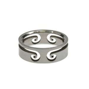  316L stainless steel ring with matte polish and laser cut 