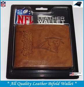 PANTHERS CAROLINA BIFOLD WALLET Embossd ALL LEATHER NEW  