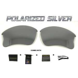   Custom Silver Polarized Lenses for Oakley Flak Jacket 