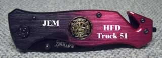Personalized Laser Engraved Fire Fighter Rescue Knife  