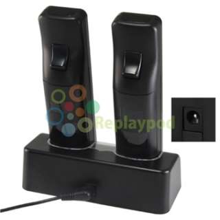   CHARGER DOCK + 2 X RECHARGEABLE BATTERY FOR NINTENDO WII REMOTE Black