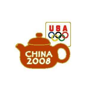  USA Five Rings Chinese Teapot Pin   Beijing OIympic Pin 