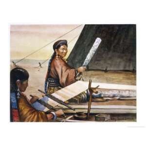  Tibetan Women Weaving Giclee Poster Print by Henry Savage 