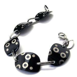  Black Titanium Tide Circle Design Steel Bracelet 