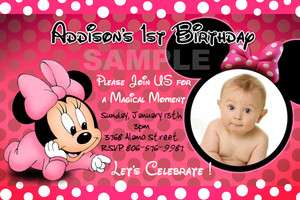   PINK DOTS POLKA ZEBRA BIRTHDAY PARTY INVITATION BABY 1ST   A2  