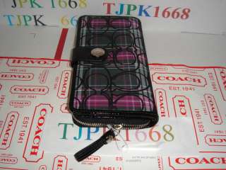   Set NWT COACH~Black Multi~Signature Stripe Tartan Tote 17712 + Wallet