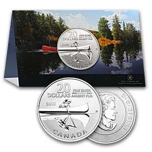    2011 1/4 oz Silver Canadian $20 Canoe Coin & COA Card Toys & Games